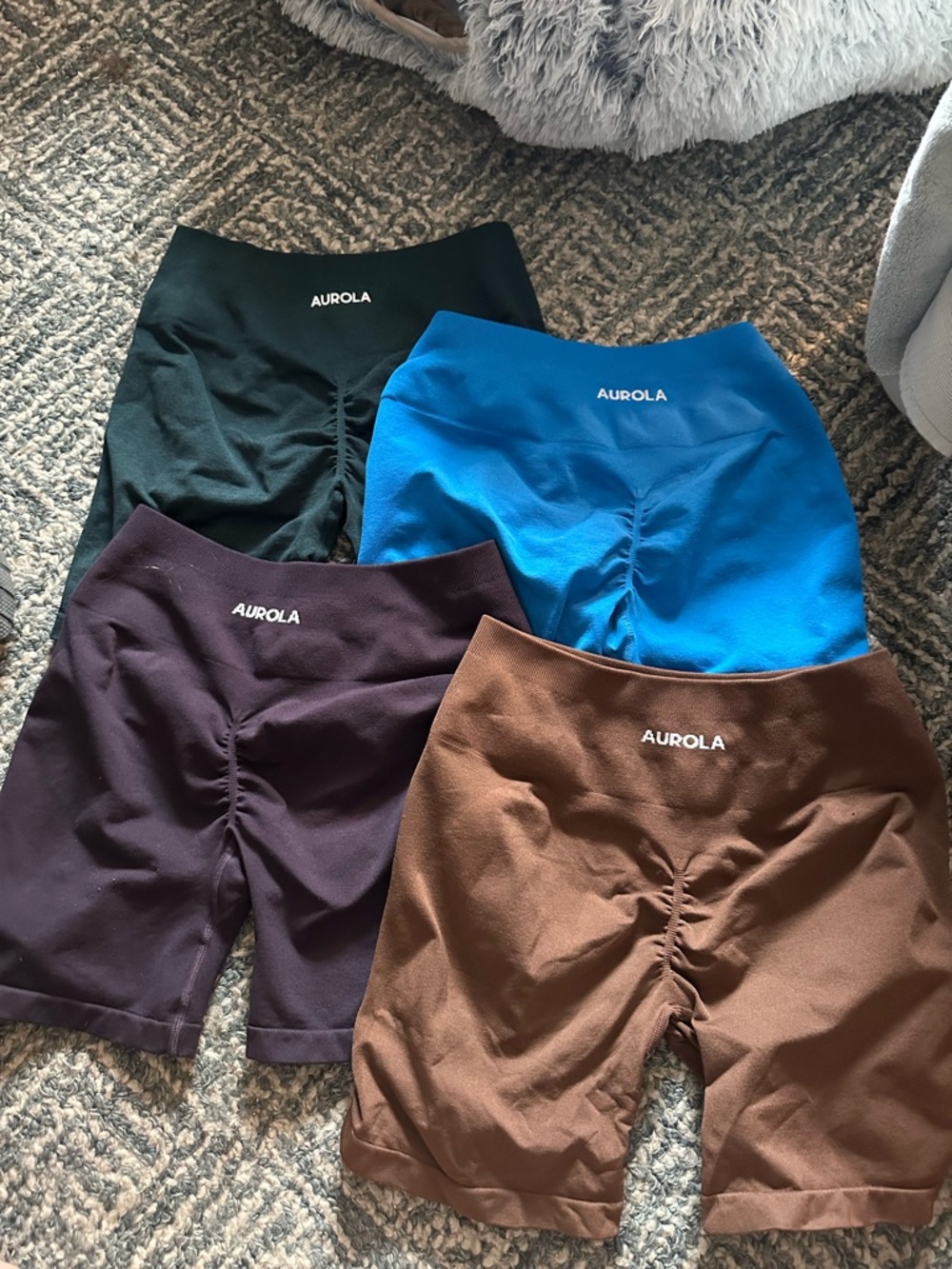 Aurola Women's Athletic Shorts - Green, Blue, Brown, Purple (4-Pack)